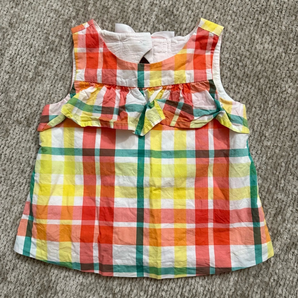 Janie and Jack Plaid Ruffle Top 18–24M Multicolor Check Bow Back Blouse